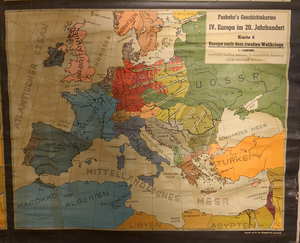 (596) Schulrollkarte, Europa im 20. Jahrhundert vor dem 1. Weltkrieg und dem 2. Weltkrieg