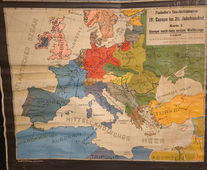 (596) Schulrollkarte, Europa im 20. Jahrhundert vor dem 1. Weltkrieg und dem 2. Weltkrieg