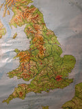 (175) Schulrollkarte, Britische Inseln / 70er Jahre