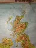 (175) Schulrollkarte, Britische Inseln / 70er Jahre