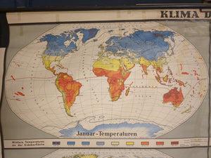 (567) Schulrollkarte, Klima der Erde ca. 50er Jahre