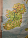 (175) Schulrollkarte, Britische Inseln / 70er Jahre