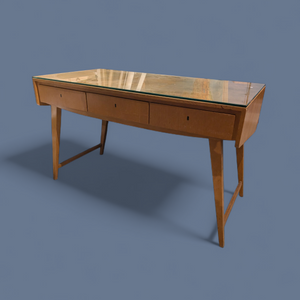 Schreibtisch mit Glasplatte  /