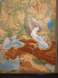 (0600) seltene Relief 3D Schulrollkarte , Europa /x