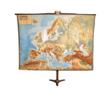 (0600) seltene Relief 3D Schulrollkarte , Europa /x