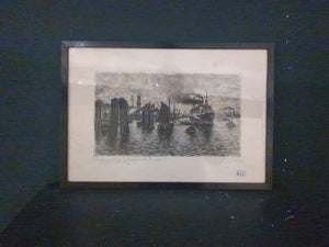 Radierung Hamburger Hafen  /